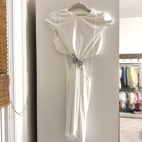 NWT ZARA RHINESTONE BOW CUT OUT HOLIDAY NYE OPEN BACK MINI DRESS - Picture 6 of 13